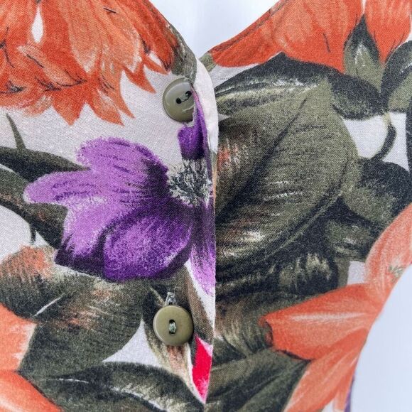 Vintage Jamie Brooke Rayon Tropical Floral Button Front Maxi Dress Size 10 - Picture 4 of 14